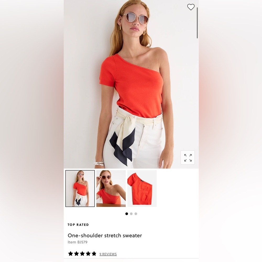 J Crew One shoulder Stretch Sweater/ Medium/ Ripe Persimmon